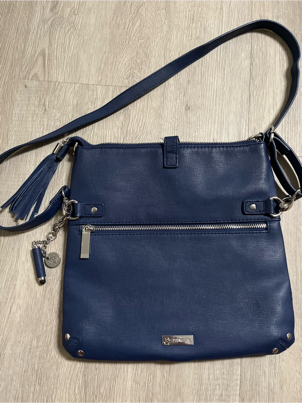 Joy Mangano Navy Blue Crossbody Bag with Tassel Charm